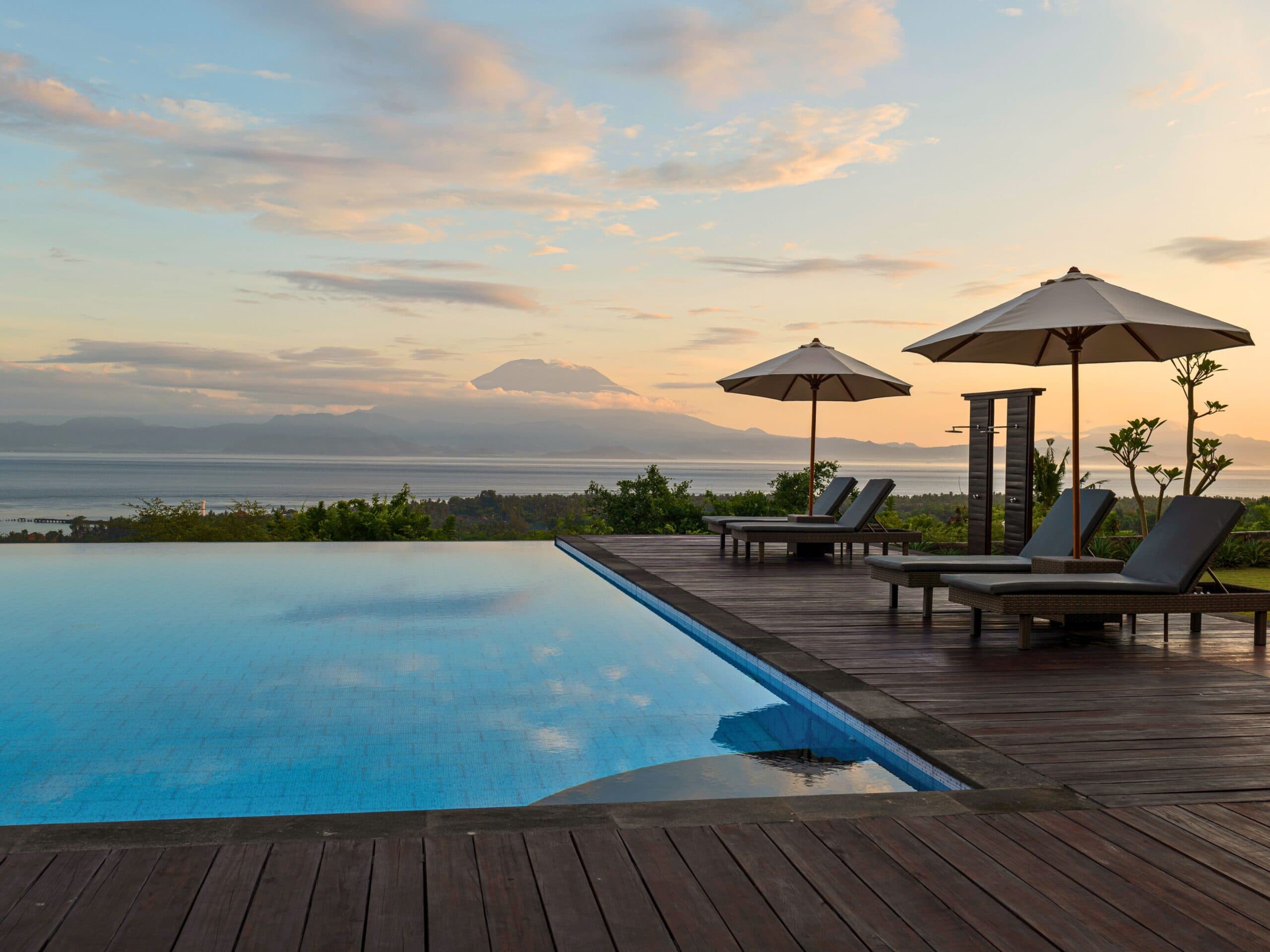 Pool with mountain view